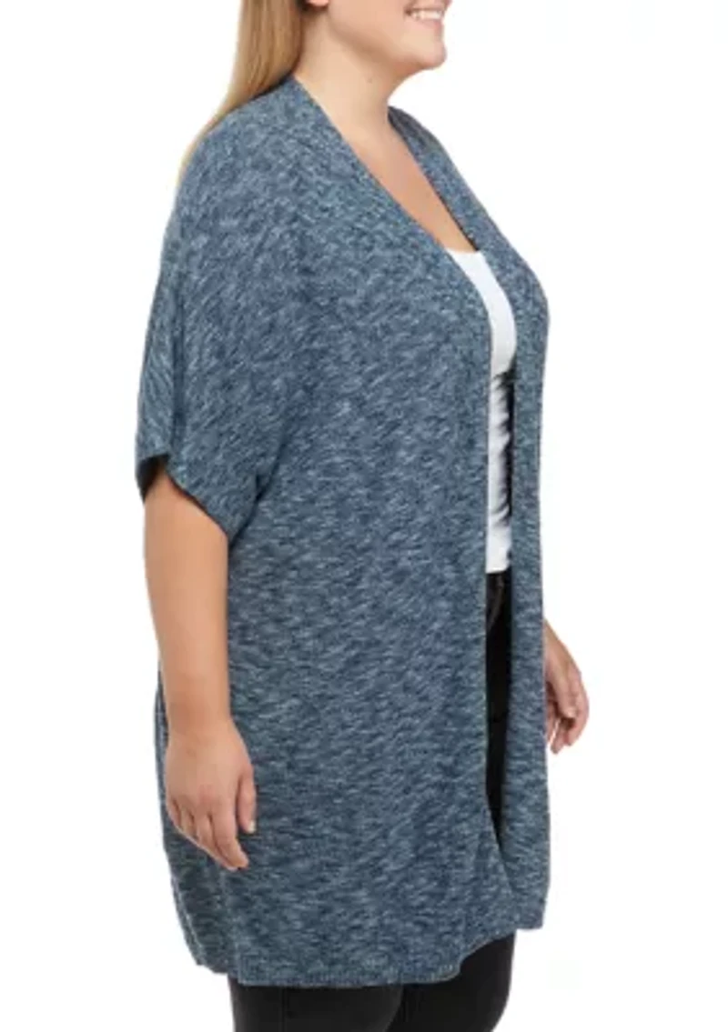 Plus Marled Rib Knit Cardigan