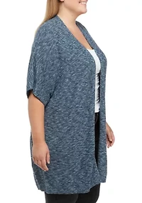 Plus Marled Rib Knit Cardigan