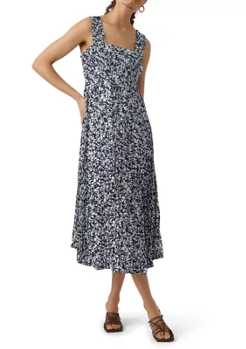 Women's Sleeveless Floral Smocked Midi Dress