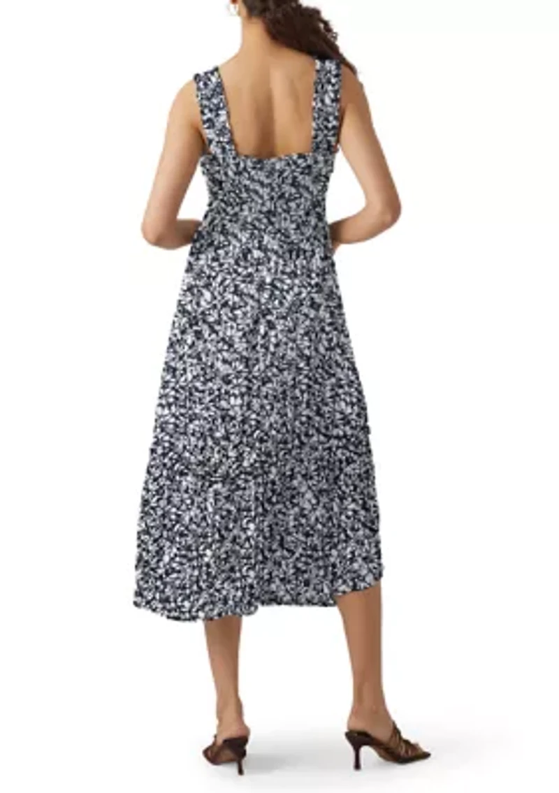 Women's Sleeveless Floral Smocked Midi Dress