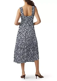 Women's Sleeveless Floral Smocked Midi Dress