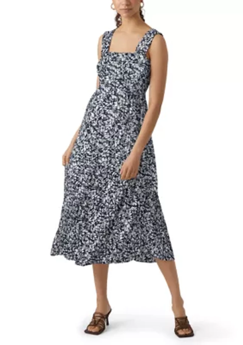 Women's Sleeveless Floral Smocked Midi Dress