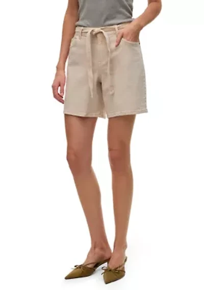 Women's Belted Denim Shorts