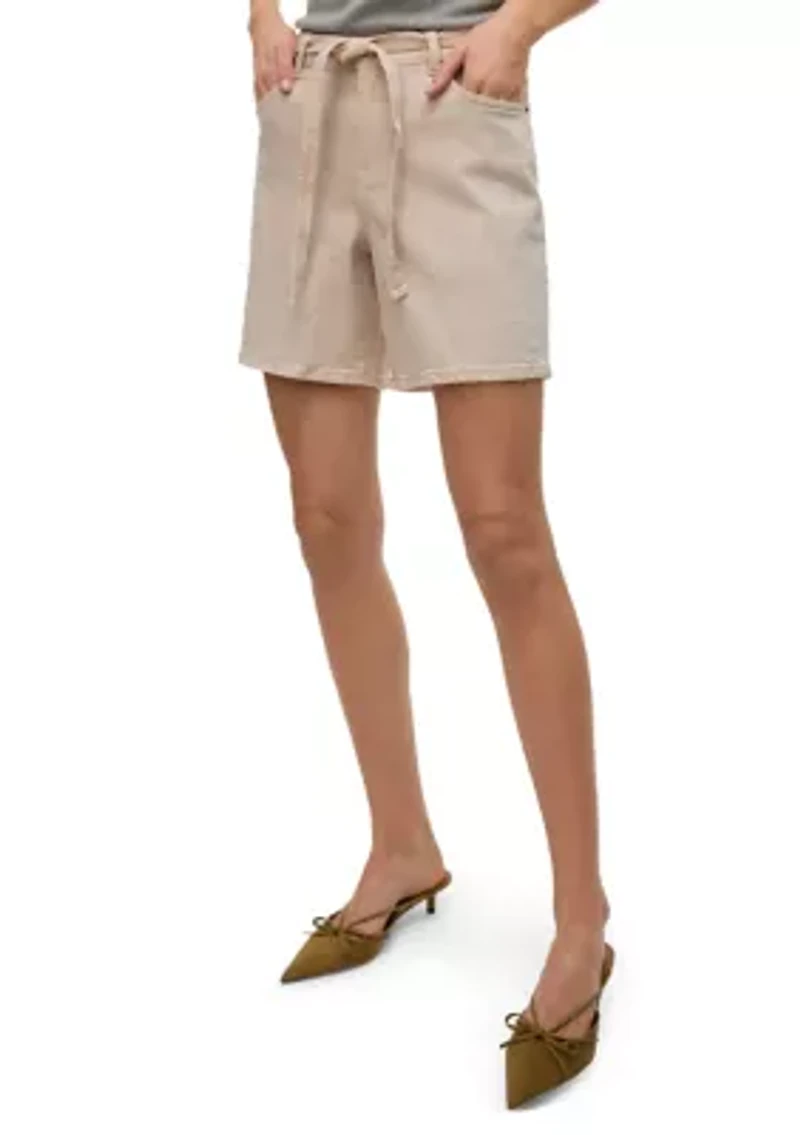 Women's Belted Denim Shorts