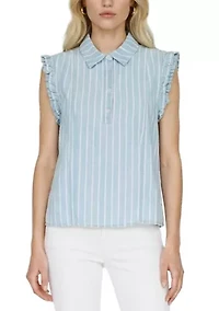 Women's Sleeveless Chambray Top