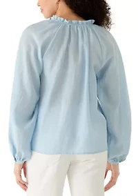 Women's Long Sleeve Ruffle Neck Shirt