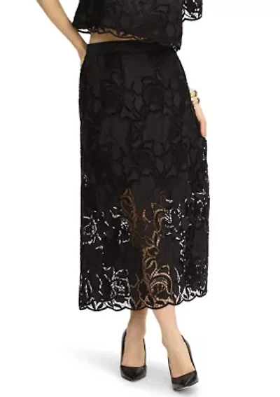 WOmen's Embroidered Lace Maxi Skirt