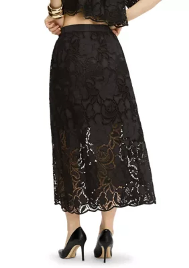 WOmen's Embroidered Lace Maxi Skirt