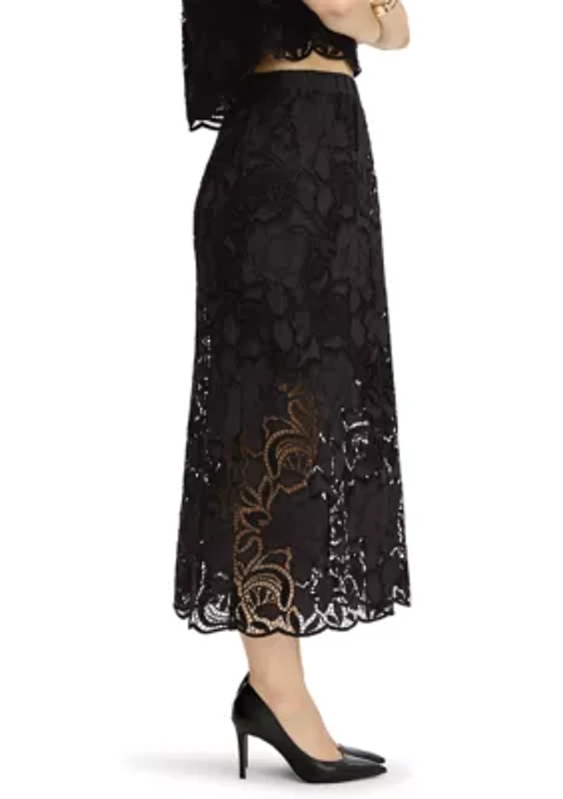 WOmen's Embroidered Lace Maxi Skirt