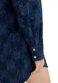 Women's Denim Eyelet Dress