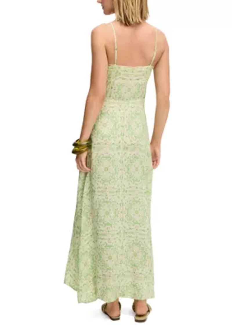 Women's Lace Trim Slip Maxi Dress