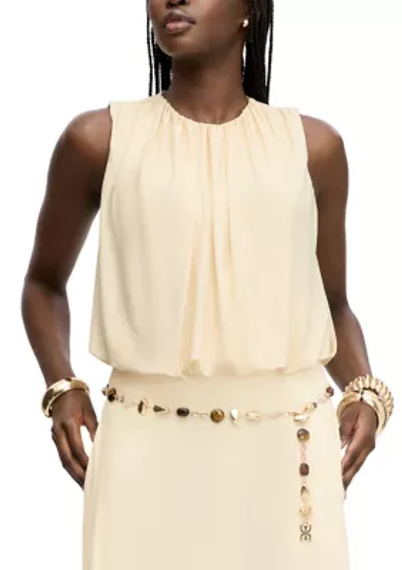 Women's Sleeveless Blouson Crop Top