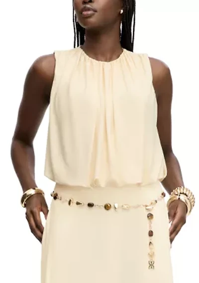 Women's Sleeveless Blouson Crop Top