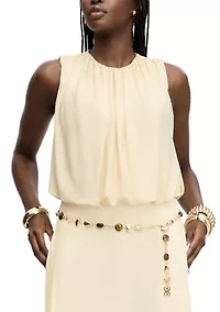 Women's Sleeveless Blouson Crop Top