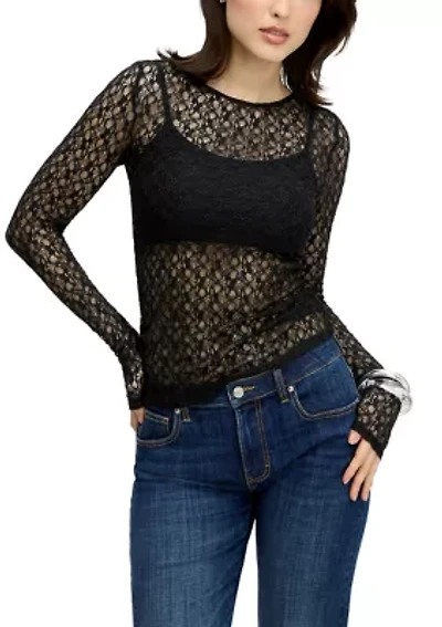 Women's Long Sleeve Fitted Lace Top