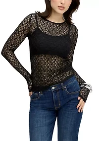 Women's Long Sleeve Fitted Lace Top