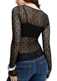 Women's Long Sleeve Fitted Lace Top
