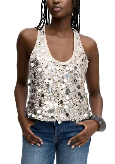Women's Sequin U Neck Tank Top