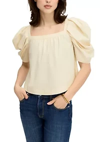 Women's Square Neck Puff Sleeve Top