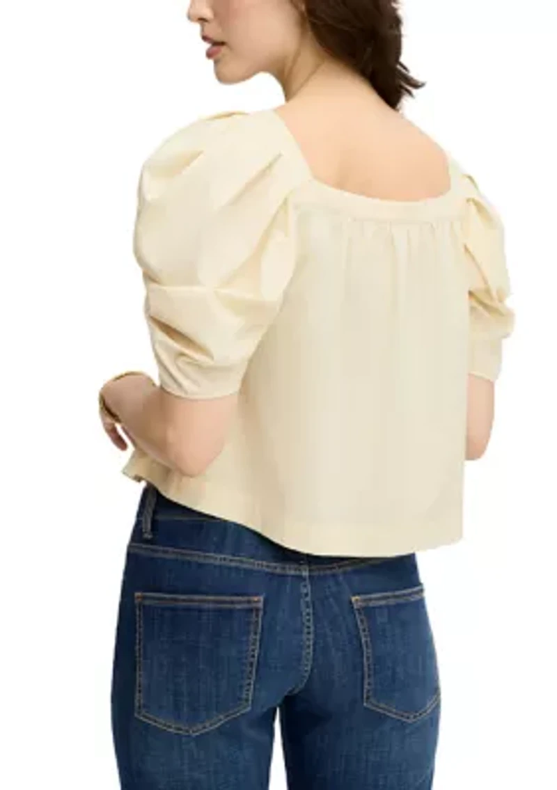 Women's Square Neck Puff Sleeve Top