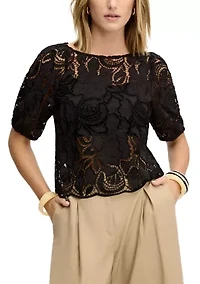 Women's Lace Short Sleeve Top