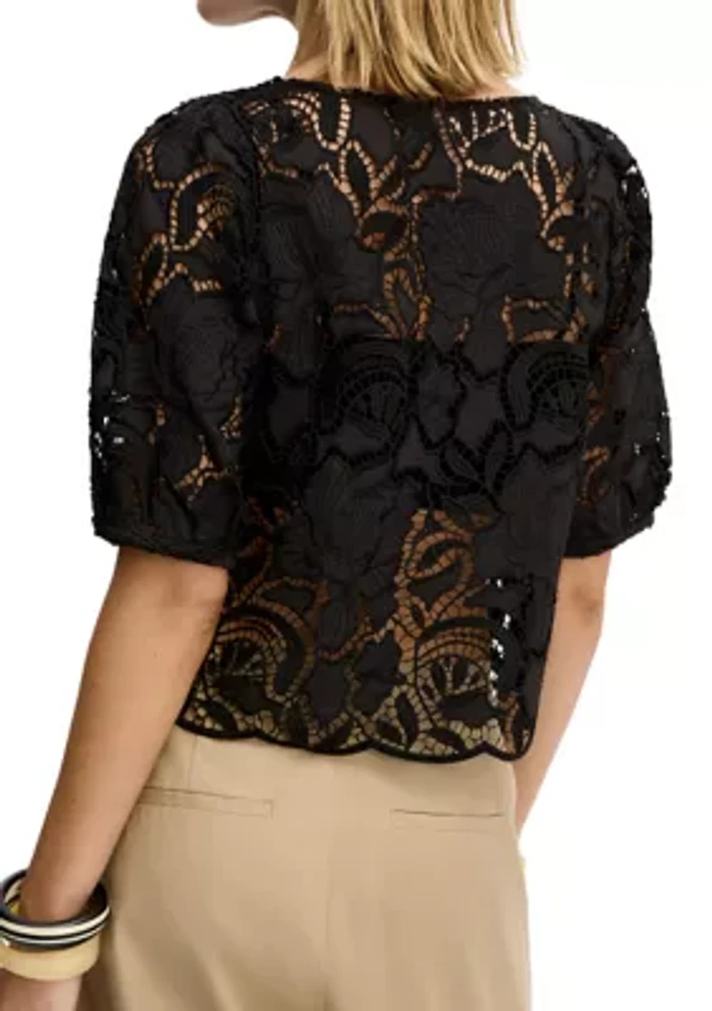 Women's Lace Short Sleeve Top