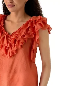 Women's V-Neck Ruffle Tank