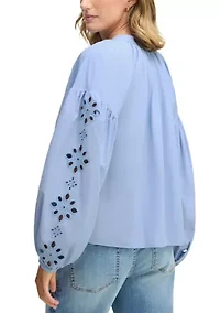 Women's Embroidered Sleeve Top