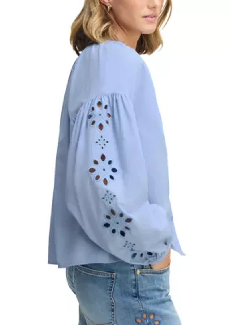 Women's Embroidered Sleeve Top