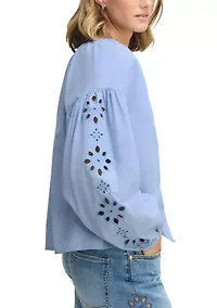 Women's Embroidered Sleeve Top