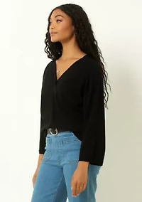 Drop Shoulder V-Neck Sweater