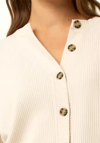 Ribbed V-Neck Cardigan