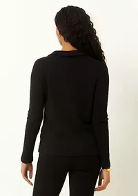 Classic Ribbed V-Neck Sweater with Collar