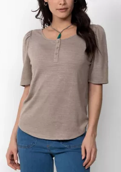 Ultra Soft Scoop Neck Henley Top