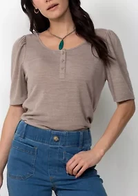 Ultra Soft Scoop Neck Henley Top