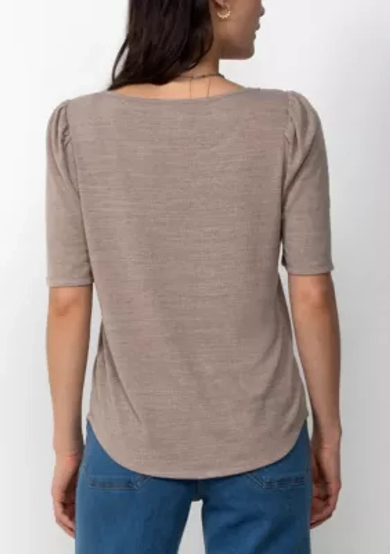 Ultra Soft Scoop Neck Henley Top
