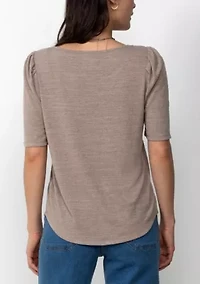 Ultra Soft Scoop Neck Henley Top