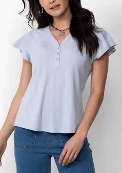 Flutter Sleeve Henley Top