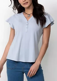 Flutter Sleeve Henley Top