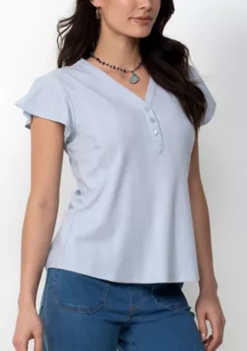 Flutter Sleeve Henley Top