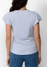 Flutter Sleeve Henley Top