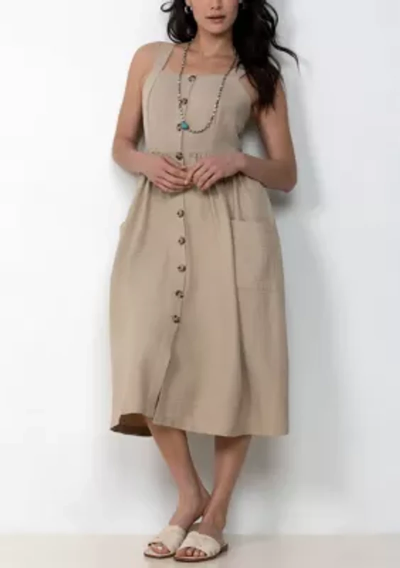 Button Front Midi Dress