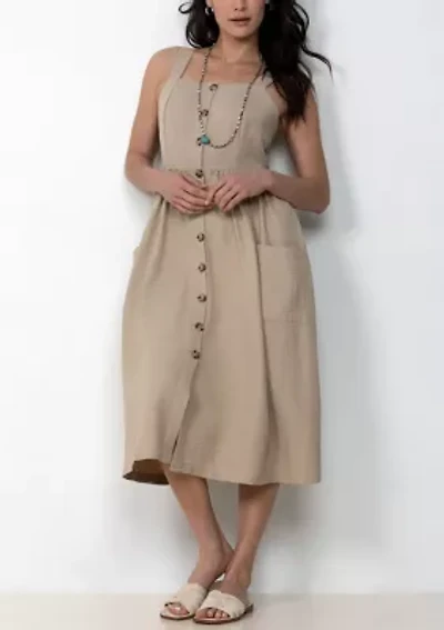Button Front Midi Dress