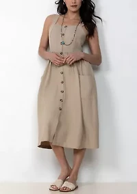Button Front Midi Dress