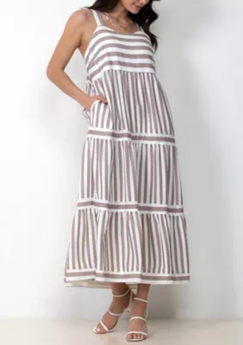 Striped Tiered Maxi Dress