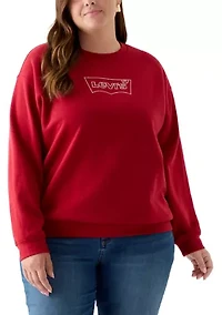 Plus Rhinestone Everyday Crew Neck Pullover