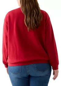 Plus Rhinestone Everyday Crew Neck Pullover