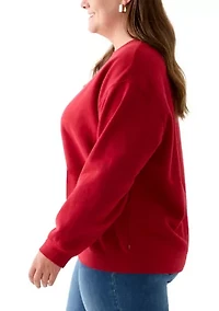 Plus Rhinestone Everyday Crew Neck Pullover