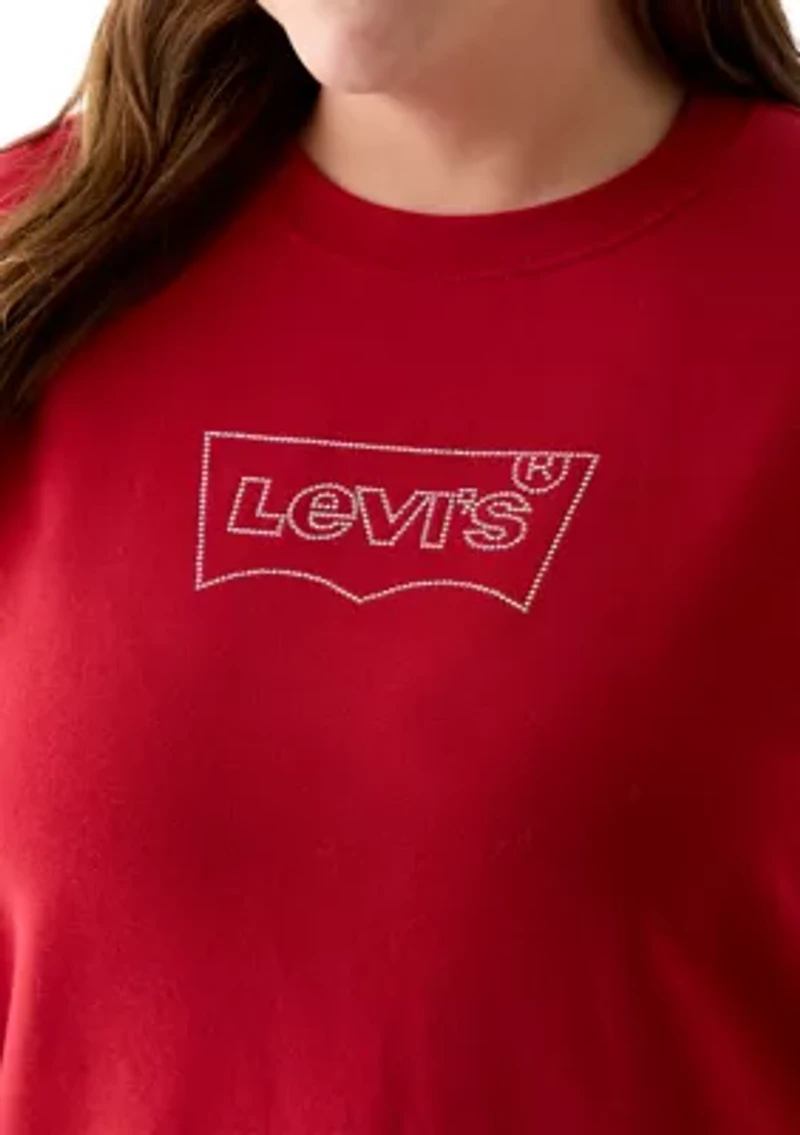 Plus Rhinestone Everyday Crew Neck Pullover