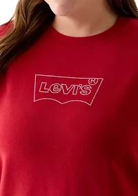 Plus Rhinestone Everyday Crew Neck Pullover